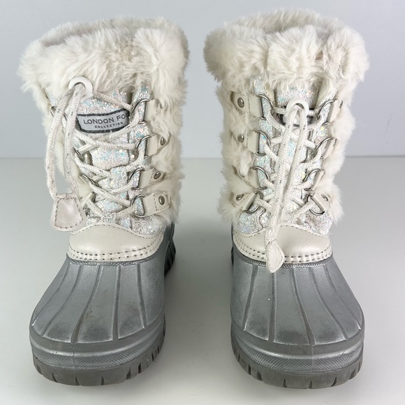 LONDON FOG WHITE SPARKLY WARM LINED SNOWBOOTS - Picture 9 of 12